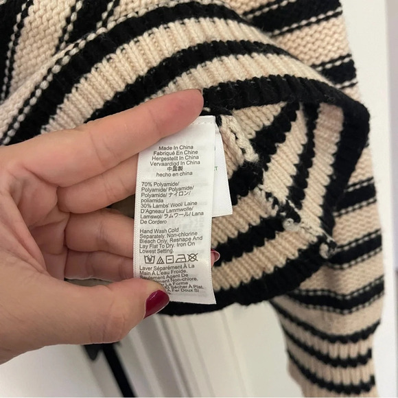 J.Crew Cableknit Mockneck Pullover In Stripe With Jewel Buttons - Picture 4 of 5